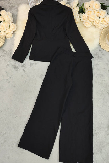 Contrast Color Relaxed Fit Blazer Pants Set