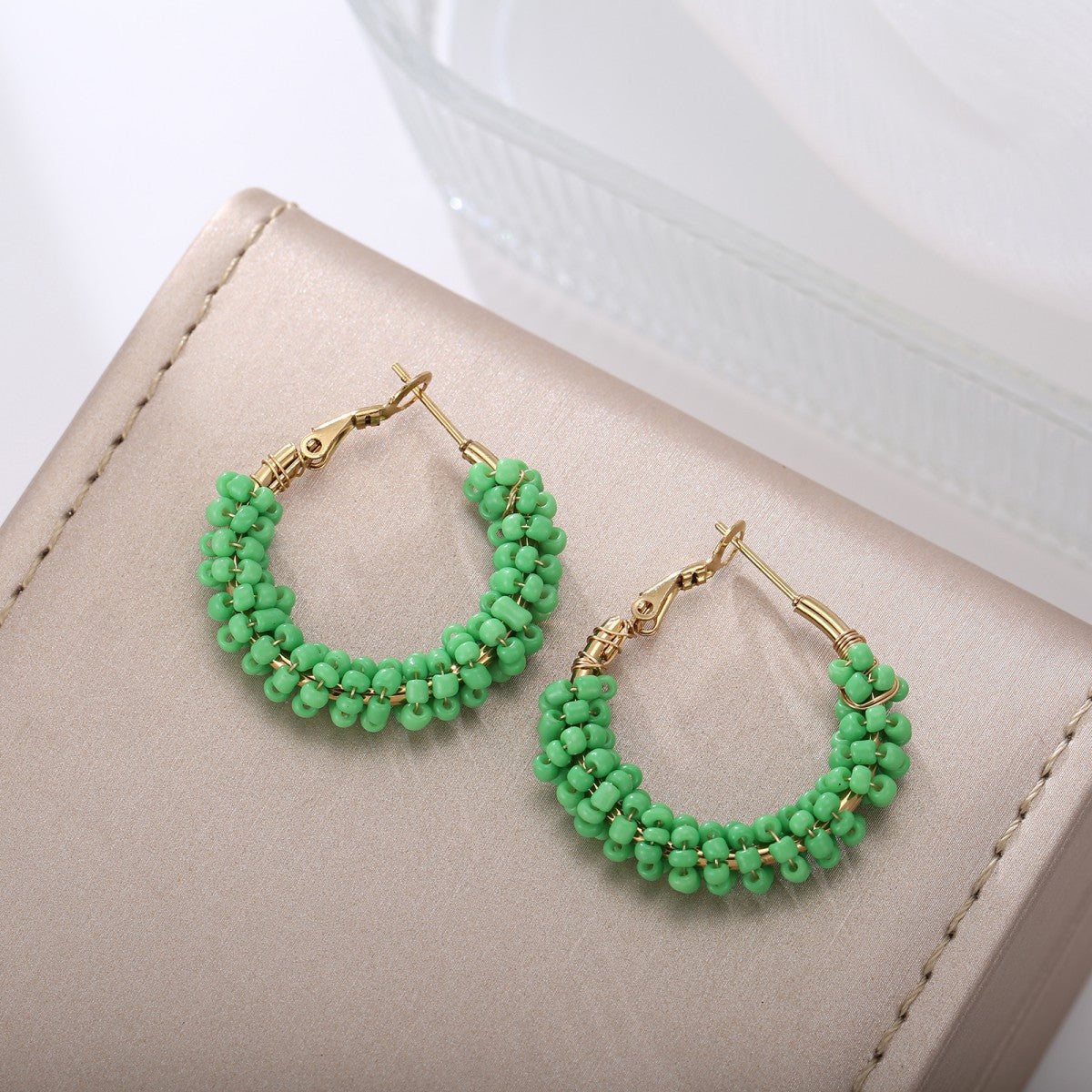 Beaded Green Earrings