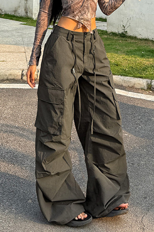 Military Green High-waisted Cargo Pant