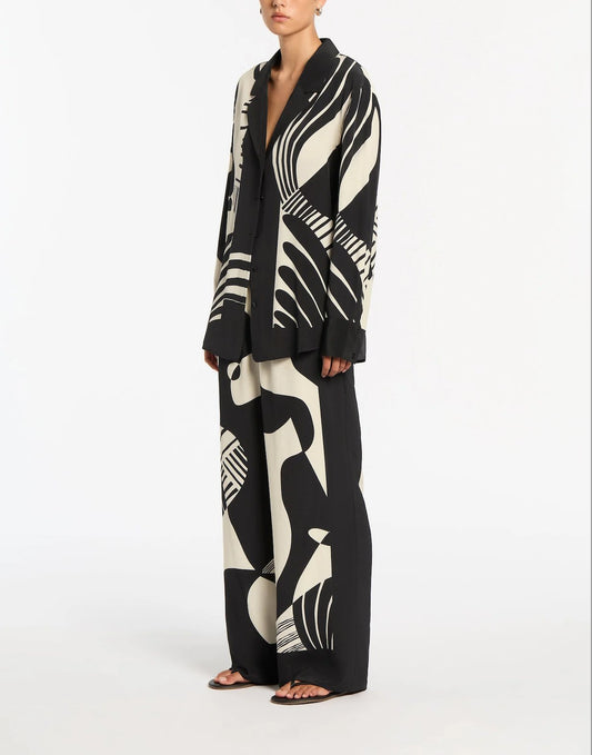 2-piece Digital Print Set: Top & Loose Pants