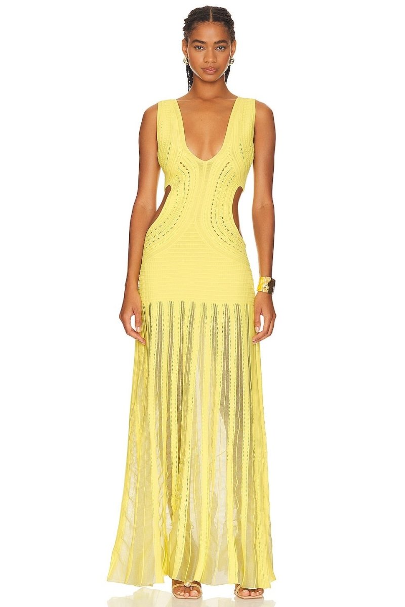 Dinah V-neck Crochet Maxi Dress
