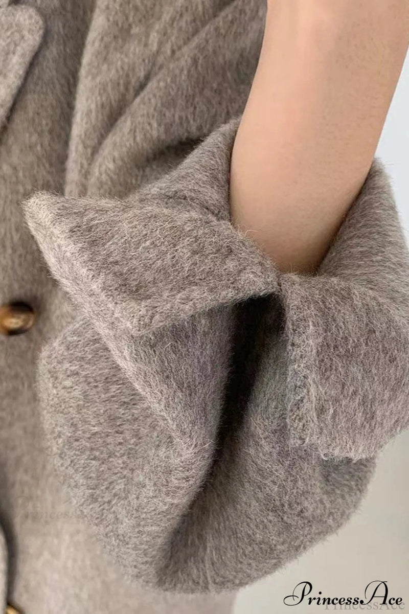 Double-breasted Reversible Wool Long Oversized Overcoat