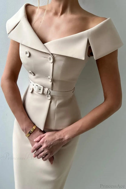 Double Breasted Tie Waist Bodycon Two Piece Set