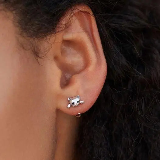 Luxe Silver Cat Silhouette Earrings