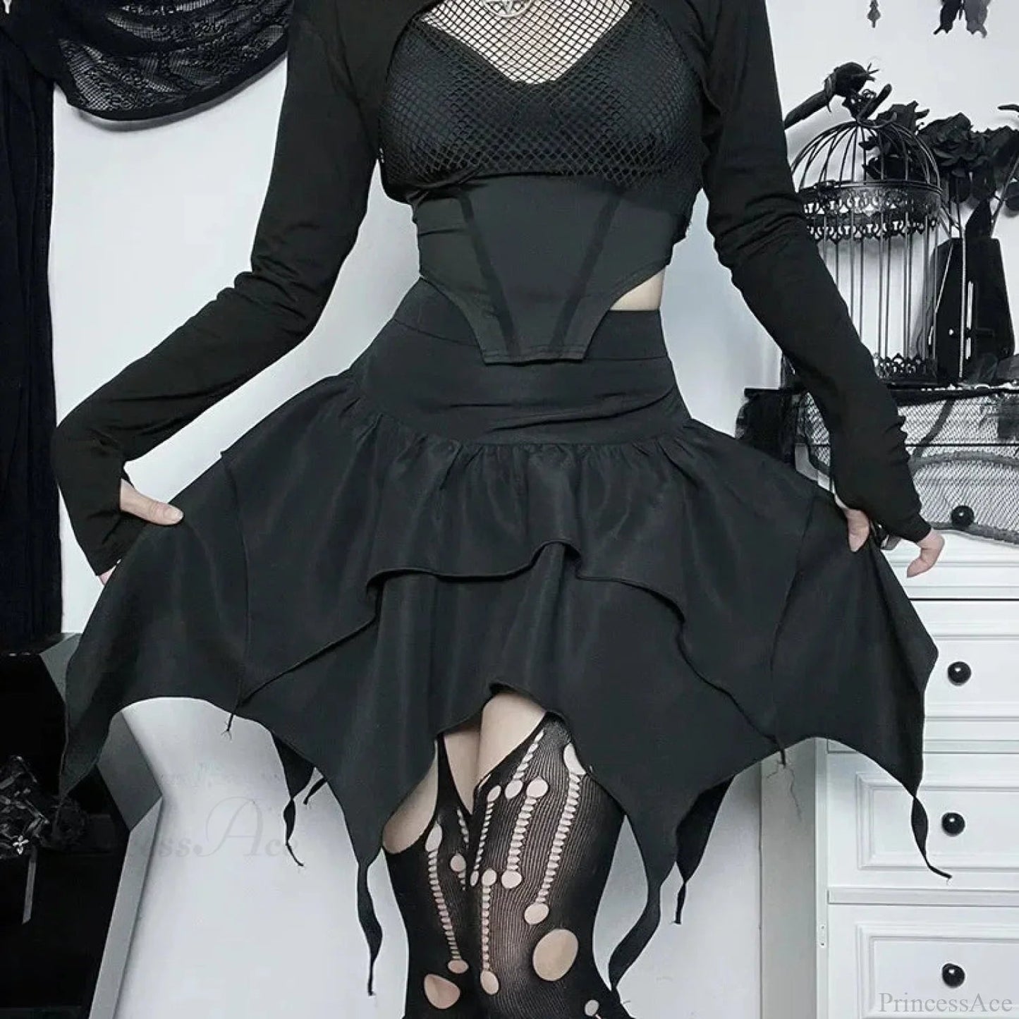 Drawstring Mini Skirt