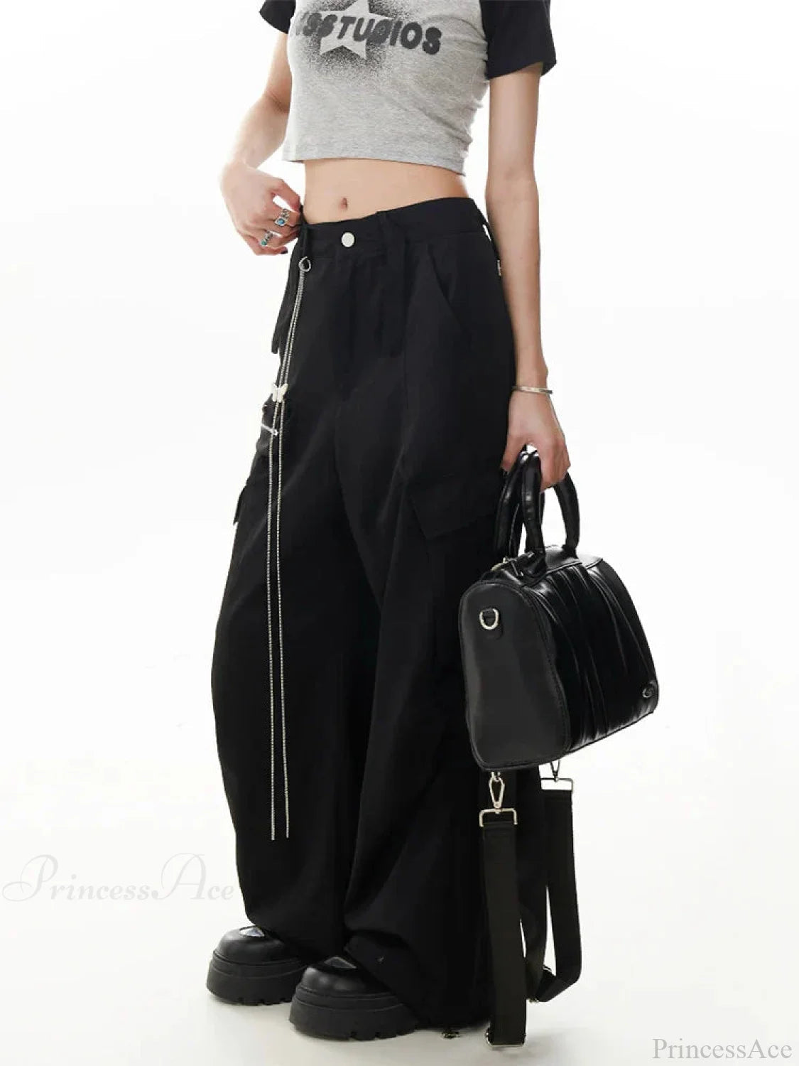 Dull Gothic Y2k Cargo Parachute Pant