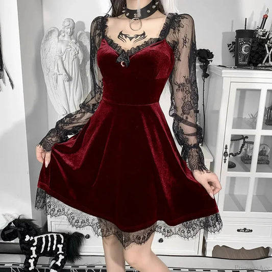 Durable Lace Plunging Neckline Mini Dress