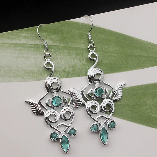 Ornate Blue Topaz Earrings