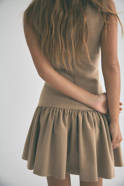 Velvet Bow Embellished Sleeveless Mini Dress