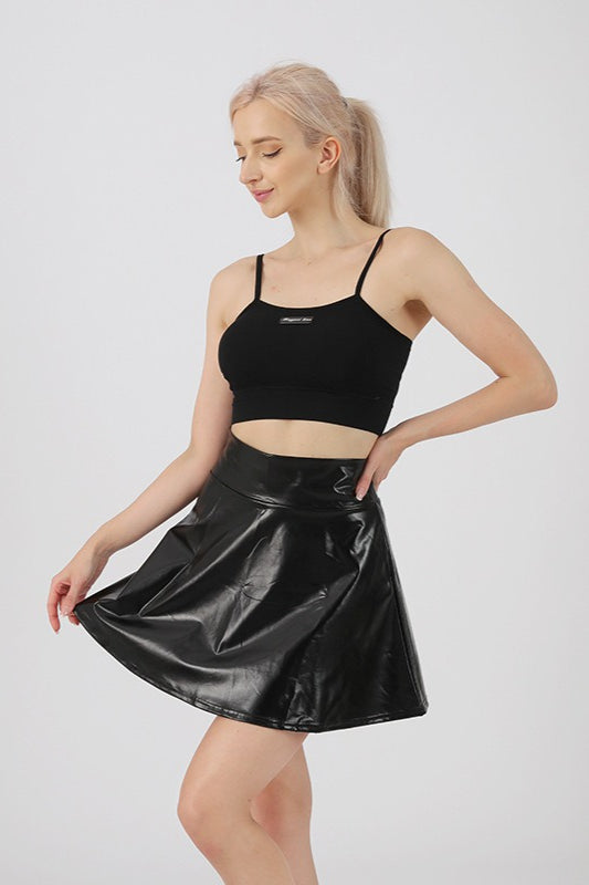 High Waist Color Glossy Performance Skirt