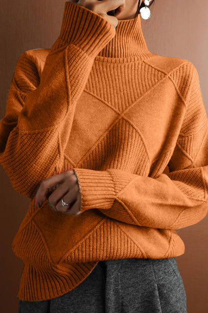 Color Turtleneck Loose Warm Knitted Sweater