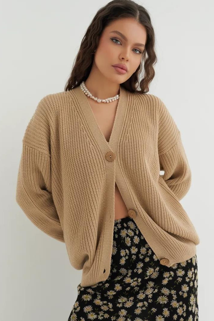 Relaxed Fit Color Cardigan