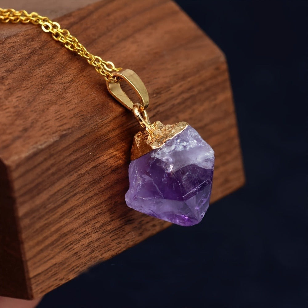 Raw Amethyst Gold Necklace