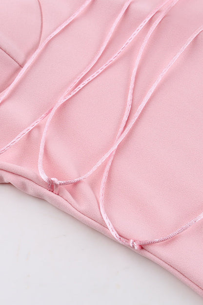 Cup Detail Lace-up Bodycon Maxi Dress