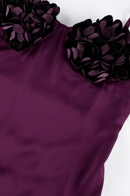 Rose Backless Satin Cami Maxi Dress