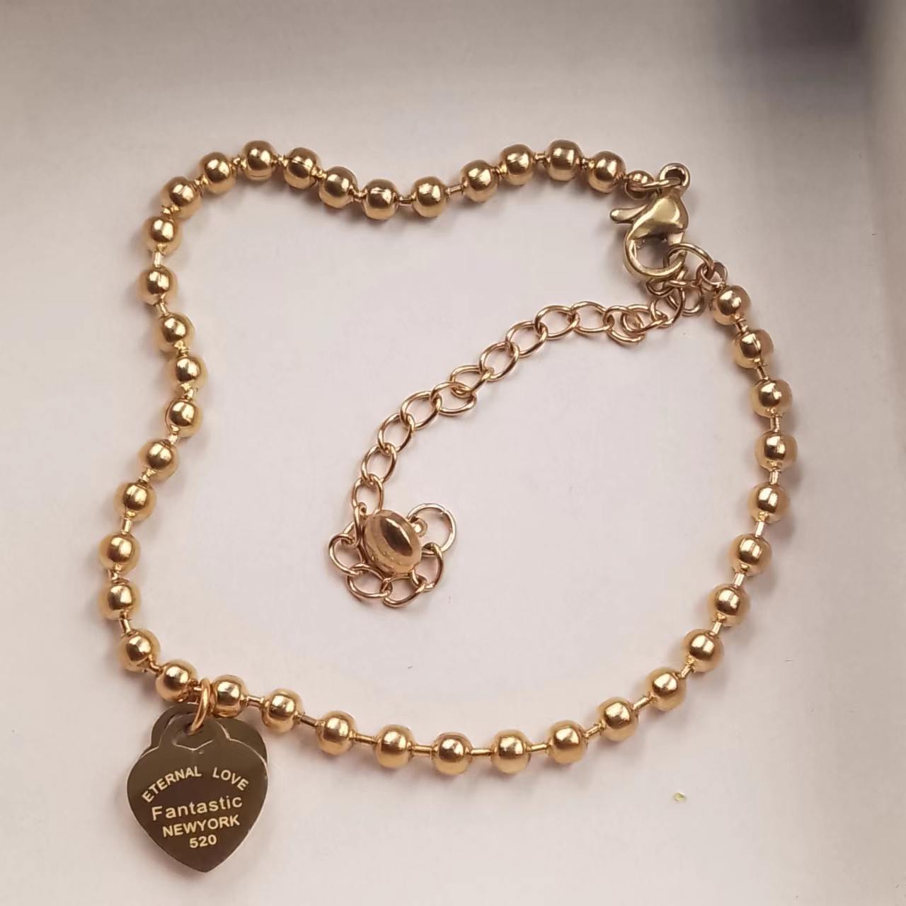 Gold Beaded Charm Bracelet