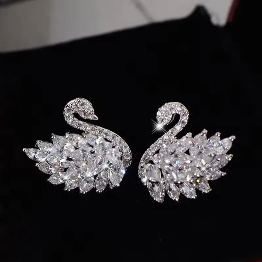 Elegant Crystal Swan Earrings