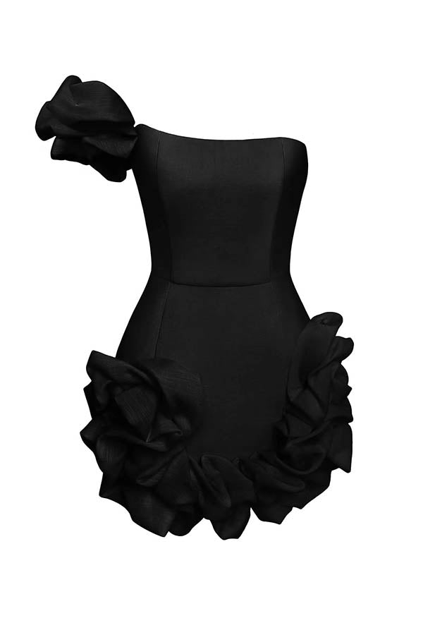 Delightful and Vibe Off Shoulder Flounce Bottom Mini Dress