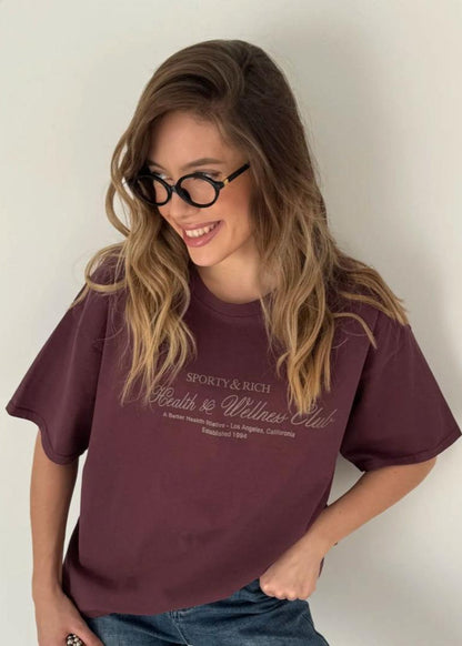 Bordeaux Script Tee – Oversized Cotton T-shirt With Print