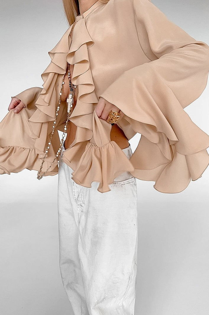 Ruffled Long-sleeve Blouse