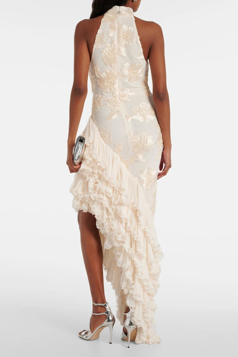 Liora — Appliqué Maxi Dress With Sheer Layers