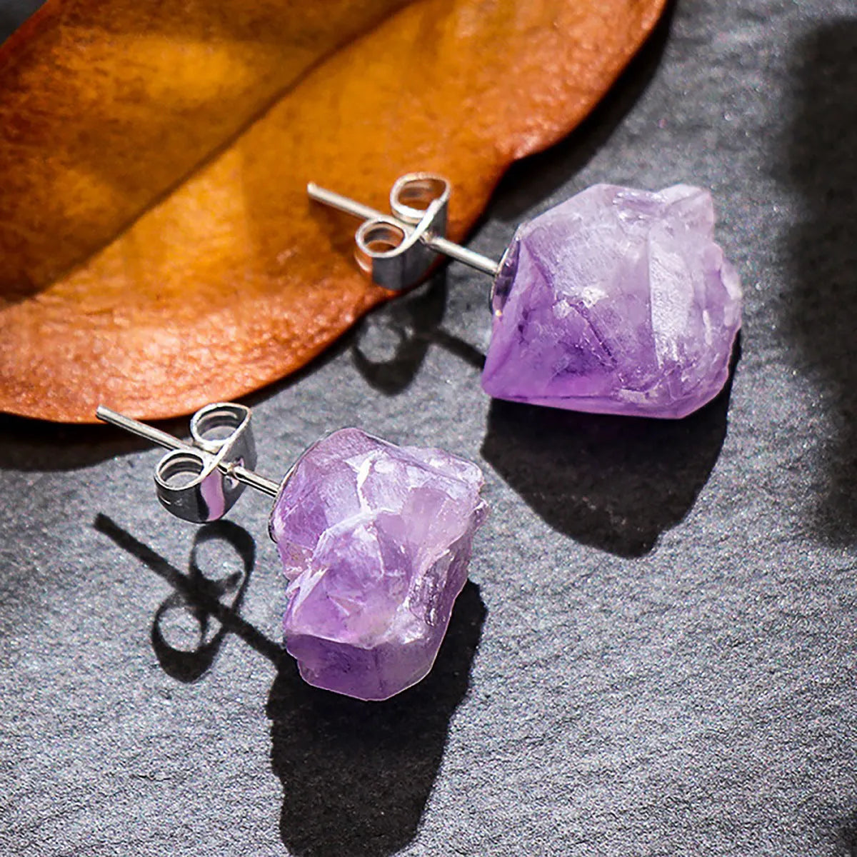 Raw Amethyst Earrings