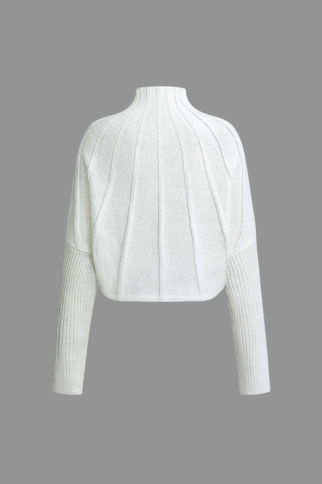 Color Mock Neck Textured Batwing Sleeve Sweater