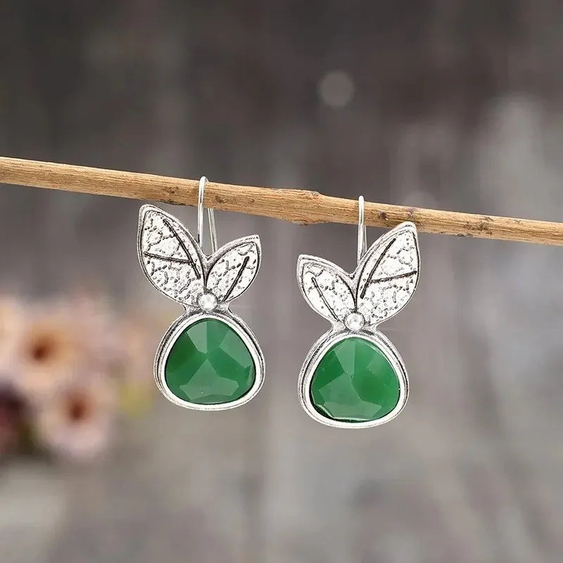Vintage Green Leaf Earrings