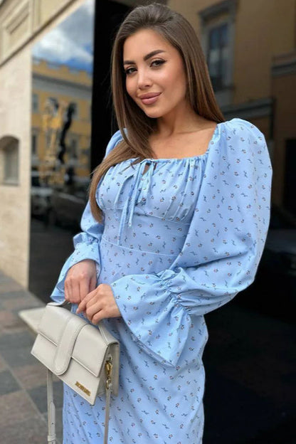 Print Long Sleeve Bodycon Maxi Dress