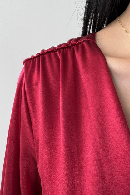 V-neck Bow Snug Long-sleeve Mini Dress
