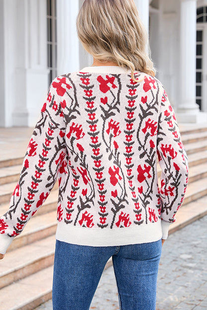 Fashionable Knitted Crew Neck Sweater