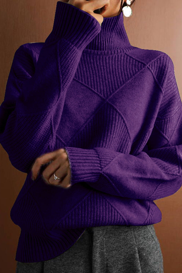 Color Turtleneck Loose Warm Knitted Sweater