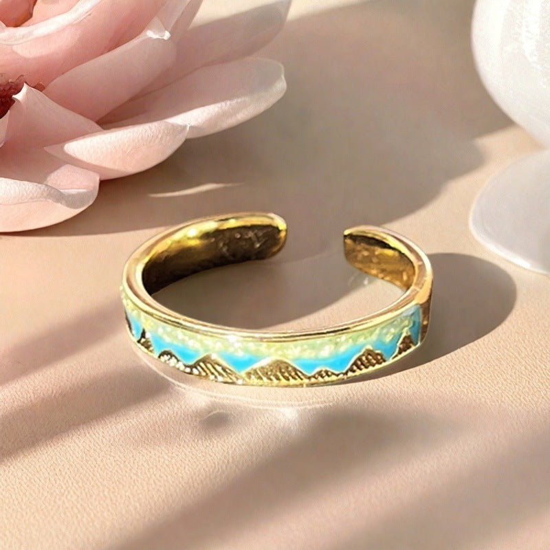 Vintage Enamel Cuff Ring