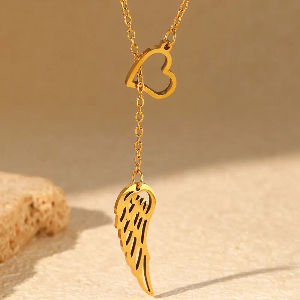 Gold Heart Wing Necklace