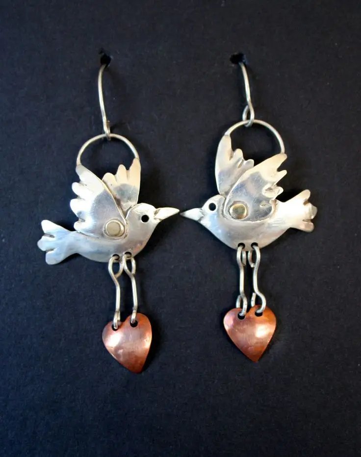 Romantic Bird Heart Earrings