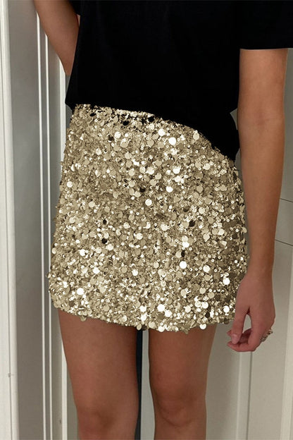 Sequins Hem Bodycon Mini Skirt