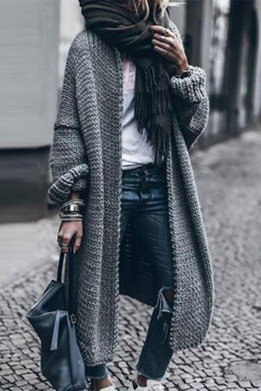 Long Sleeve Knitted Cardigan ( Suggest to Choose Two Sizes Up)
