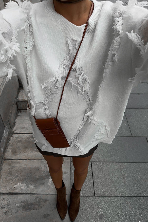 Fashionable Hollow Tassel Loose Sweater