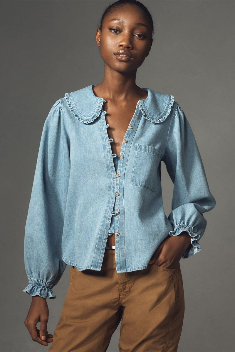 Denim Long Sleeve Blouse