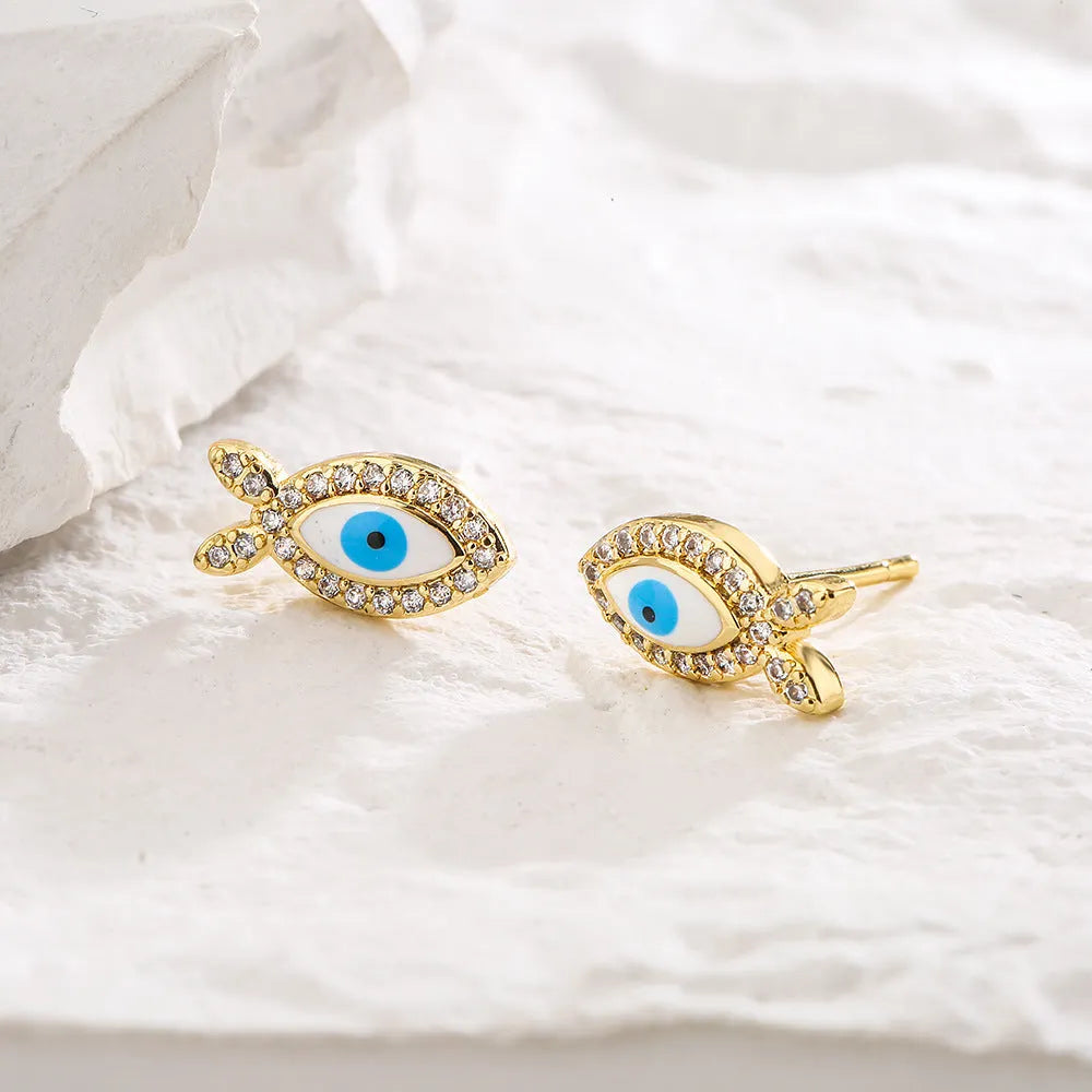 Evil Eye Gold Earrings