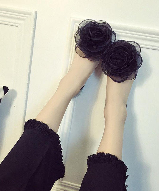 Comfortable Black Clear Flat Sandals Peep Toe Splicing