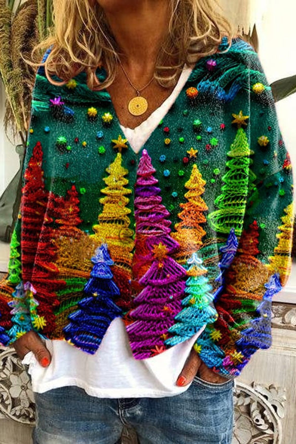 Knitted Long Sleeved Cardigan With Fun Printed Buttons