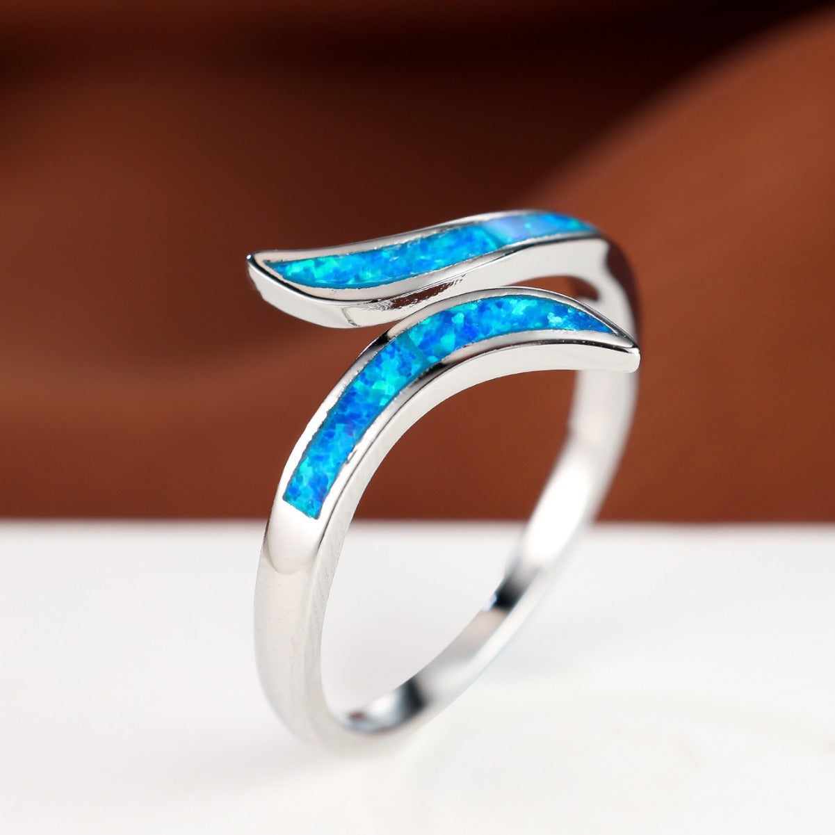 Modern Blue Opal Ring