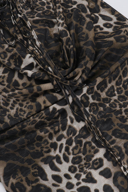 Cowl Leopard Slip Maxi Dress