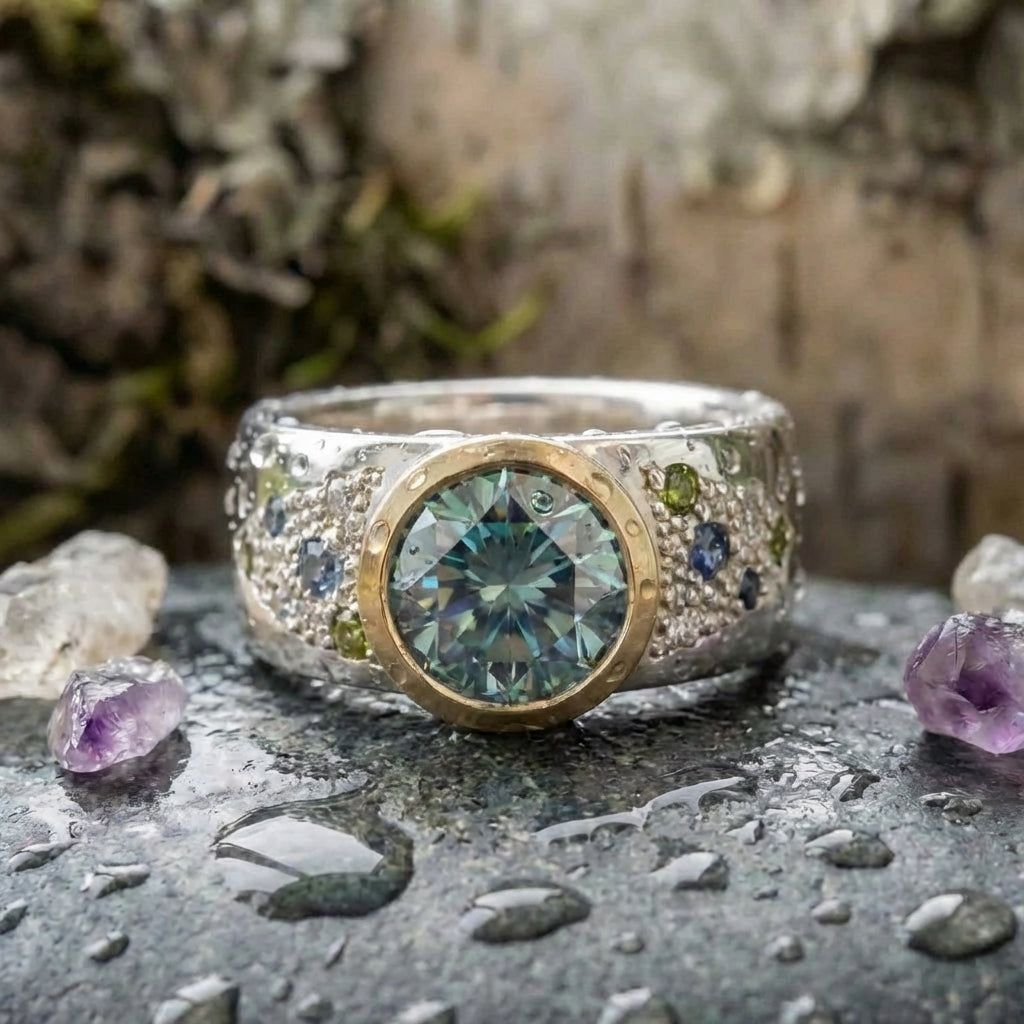 Vintage Bright Blue Zirconia Silver Ring
