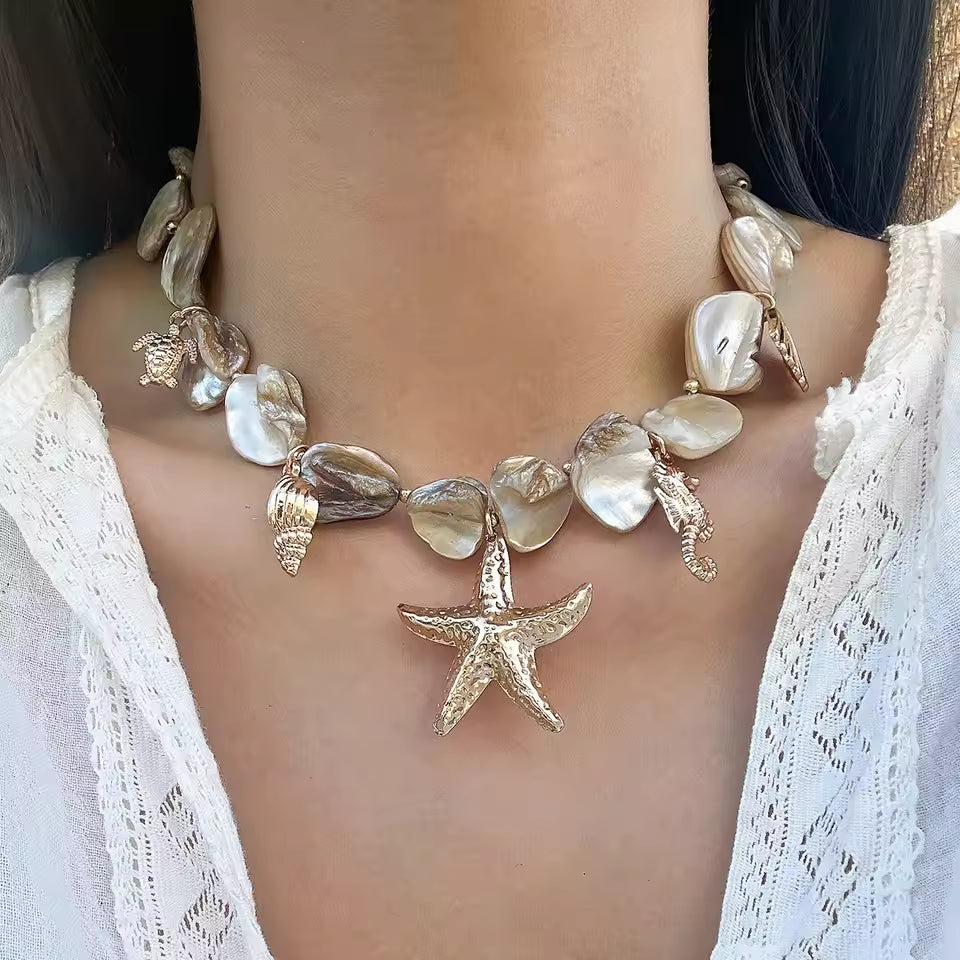 Elegant Shell Starfish Necklace