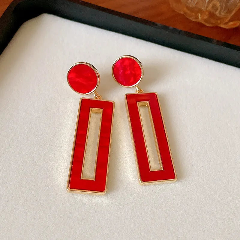 Bold Red Statement Earrings