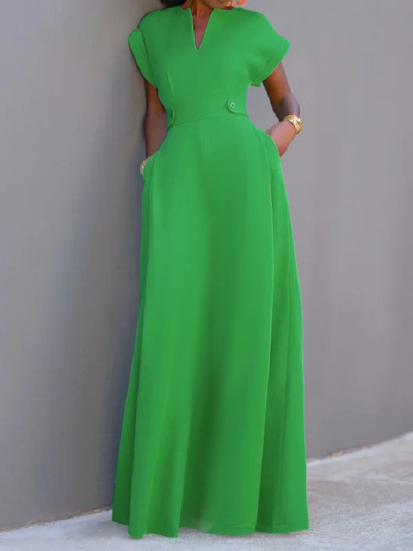 Flying Sleeves Color Split-joint V-neck Evening Dresses Maxi Dresses
