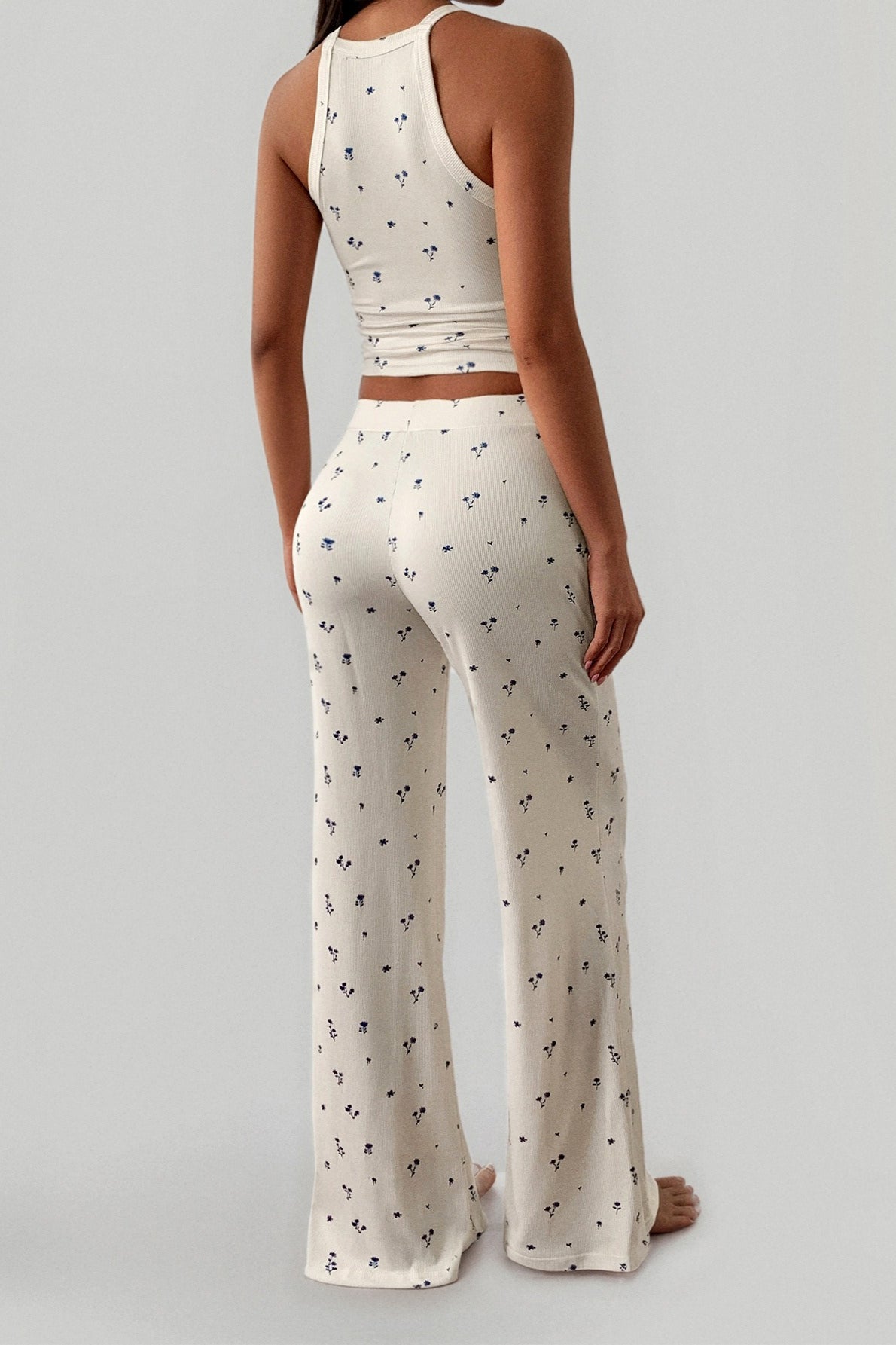 Print Spaghetti Strap Top Straight Leg Pants Set