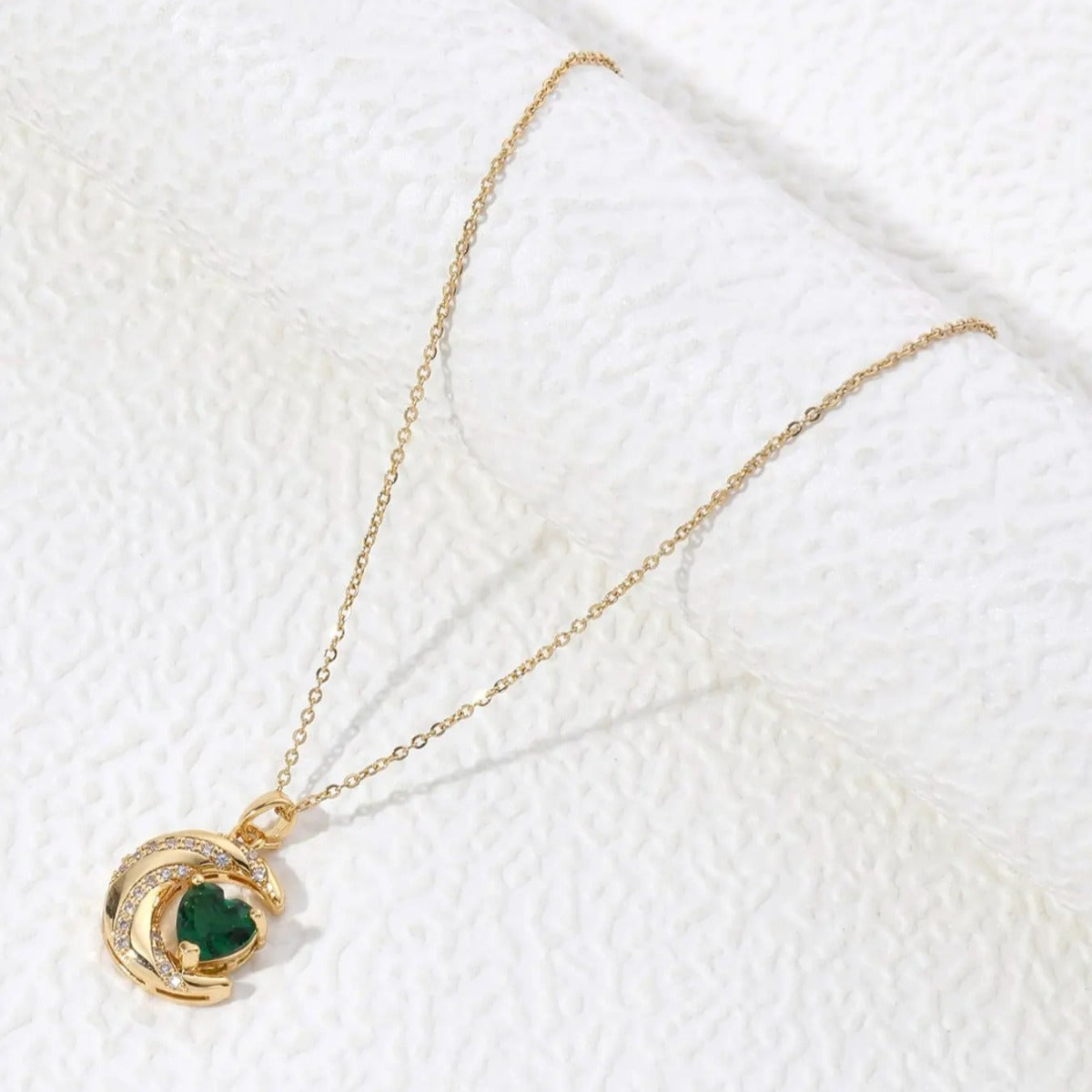 Elegant Emerald Moon Necklace
